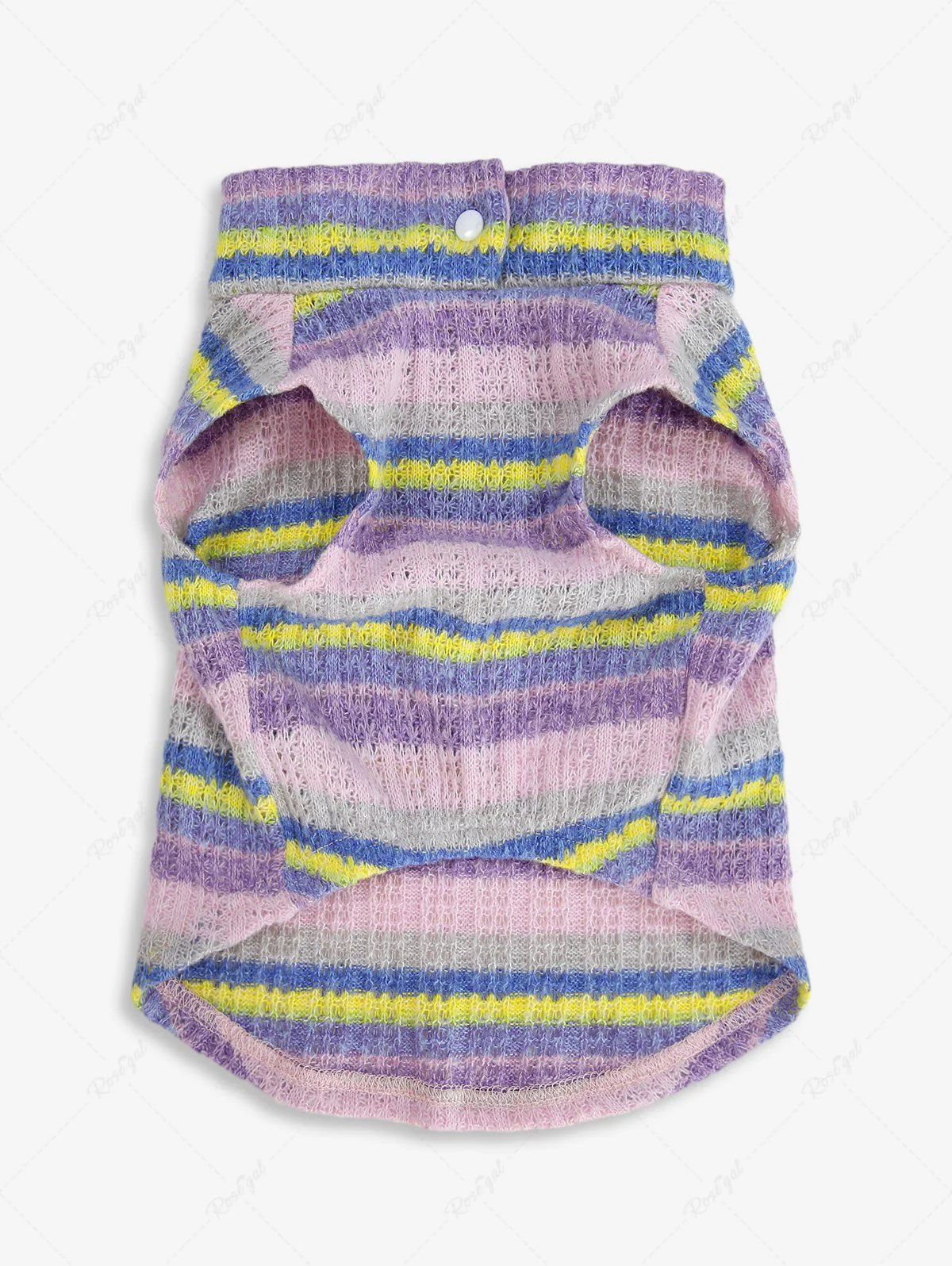 Pet's Colorful Striped Button Knit D-Ring Tank Top - Image 3