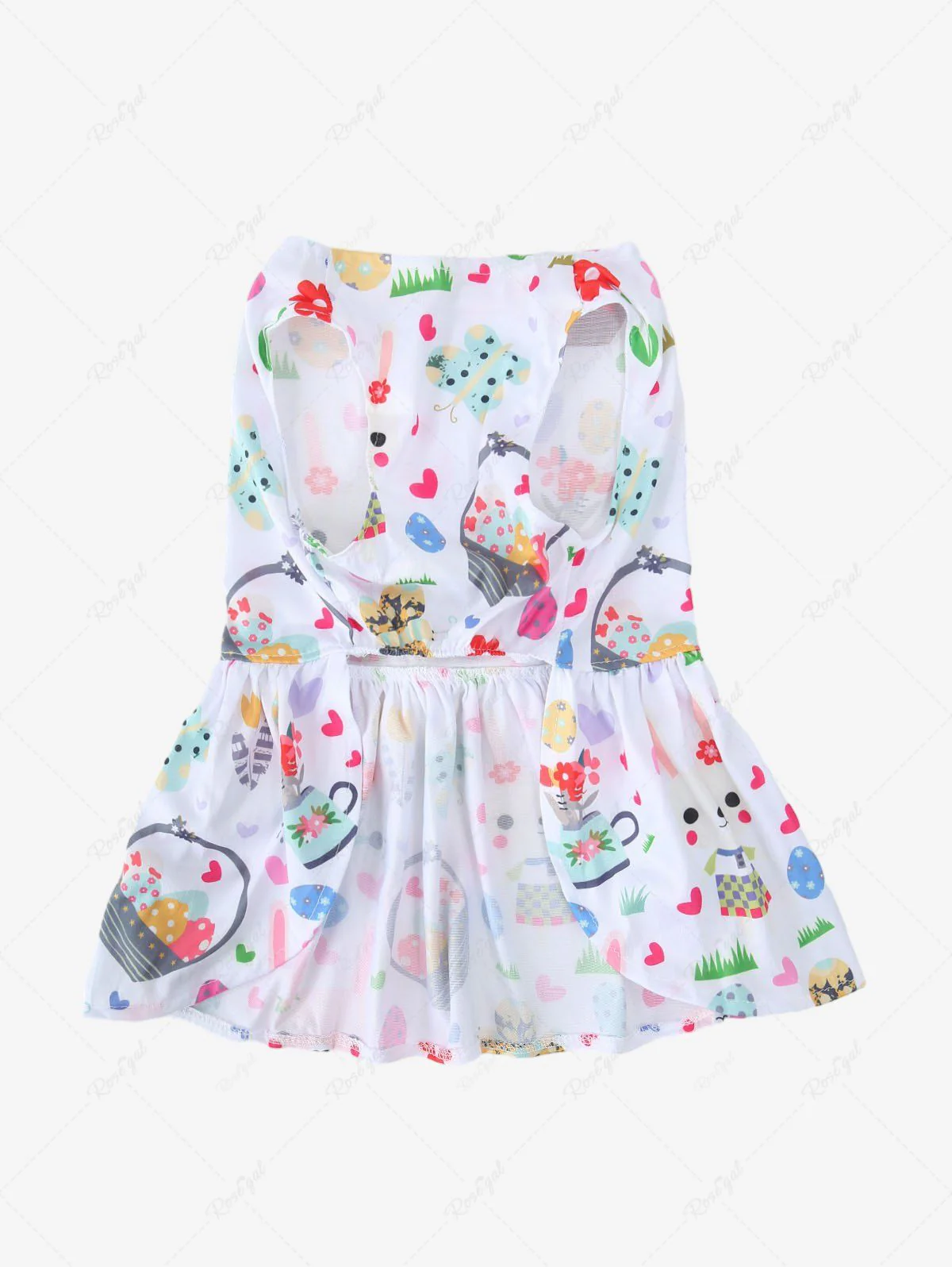 Pet's Easter Egg Rabbit Heart Printed Bowknot Dress - Image 4