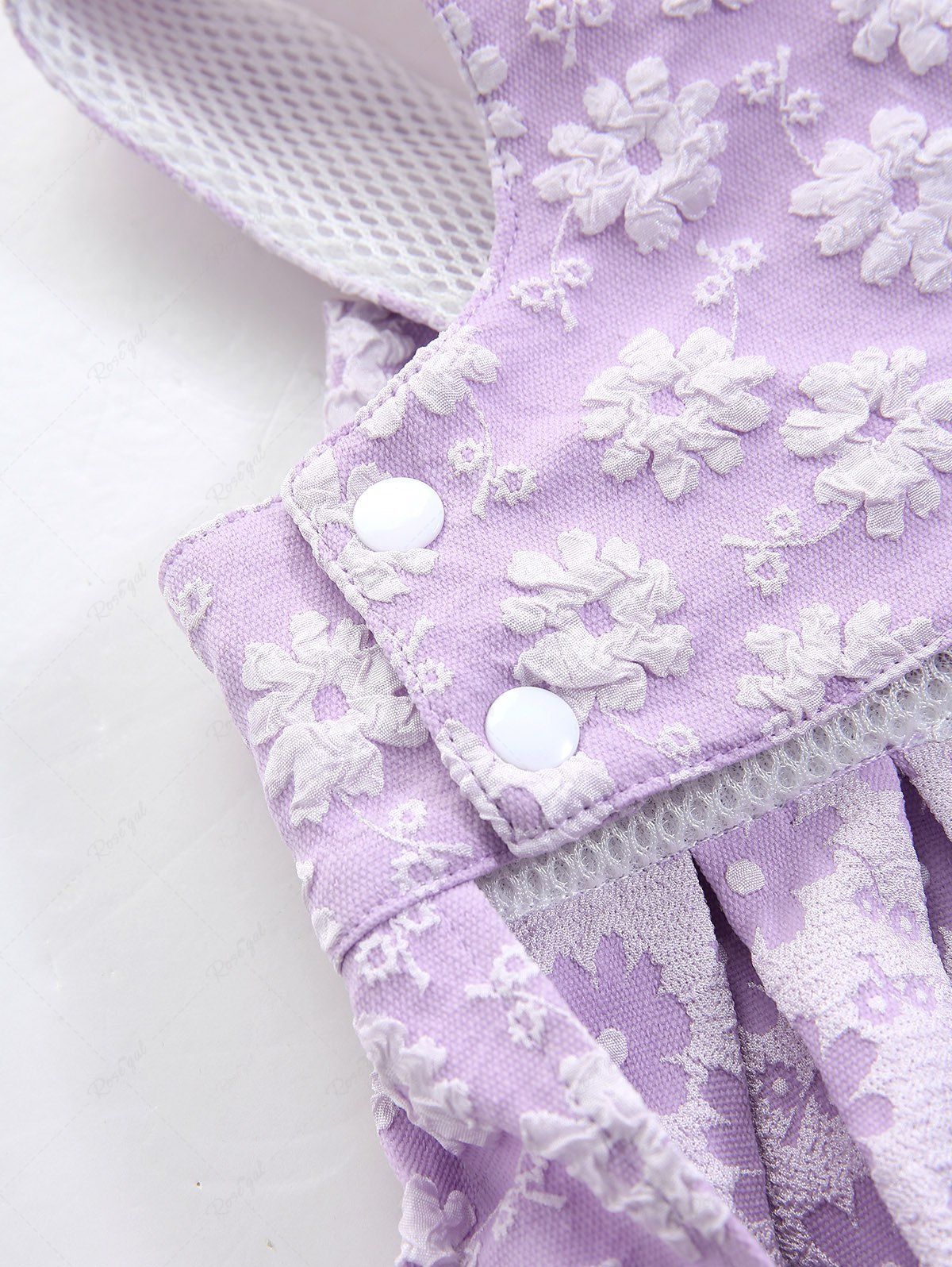 Pet's Floral Jacquard D-Ring Bowknot Dress - Image 7