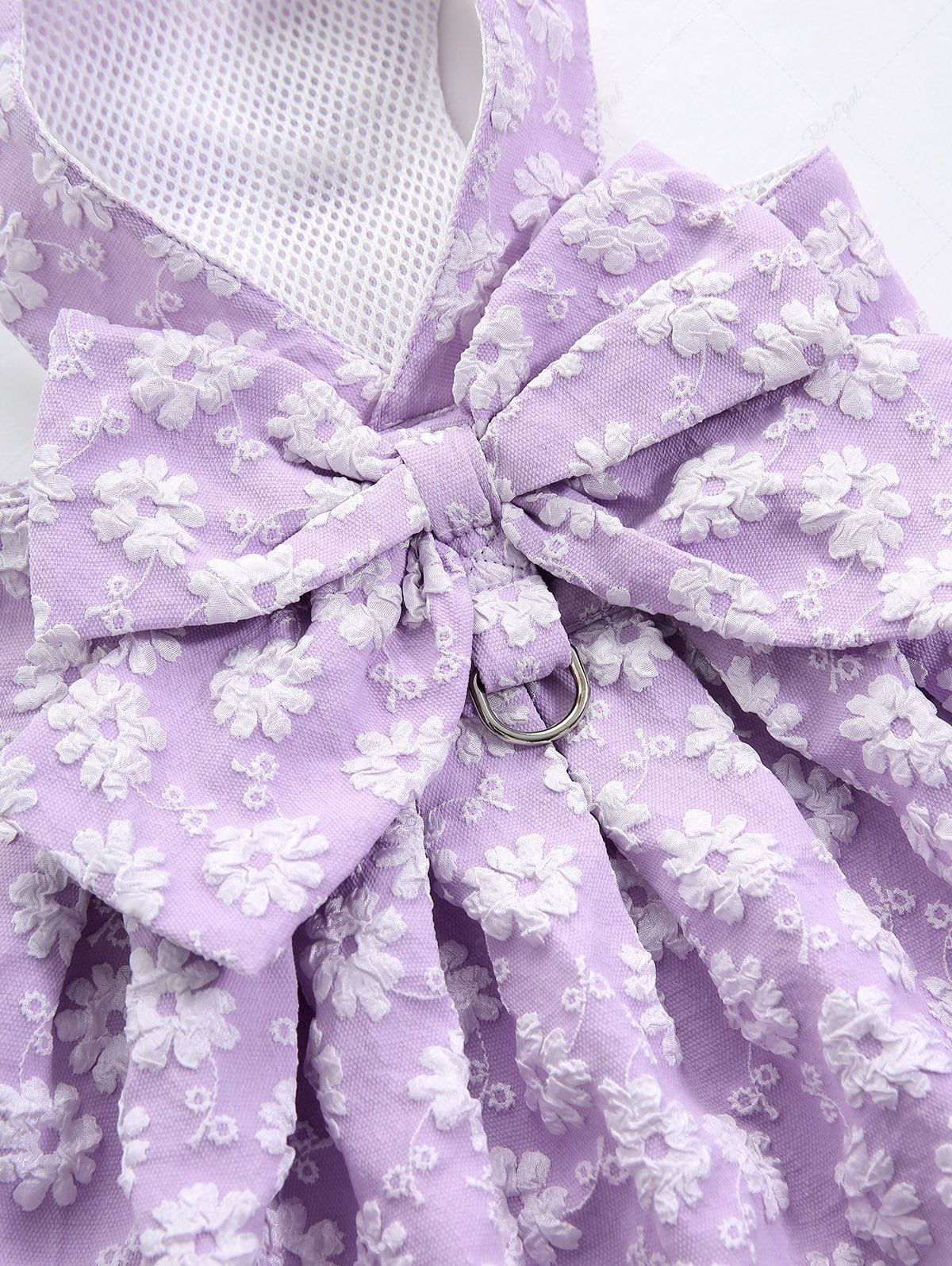 Pet's Floral Jacquard D-Ring Bowknot Dress - Image 8