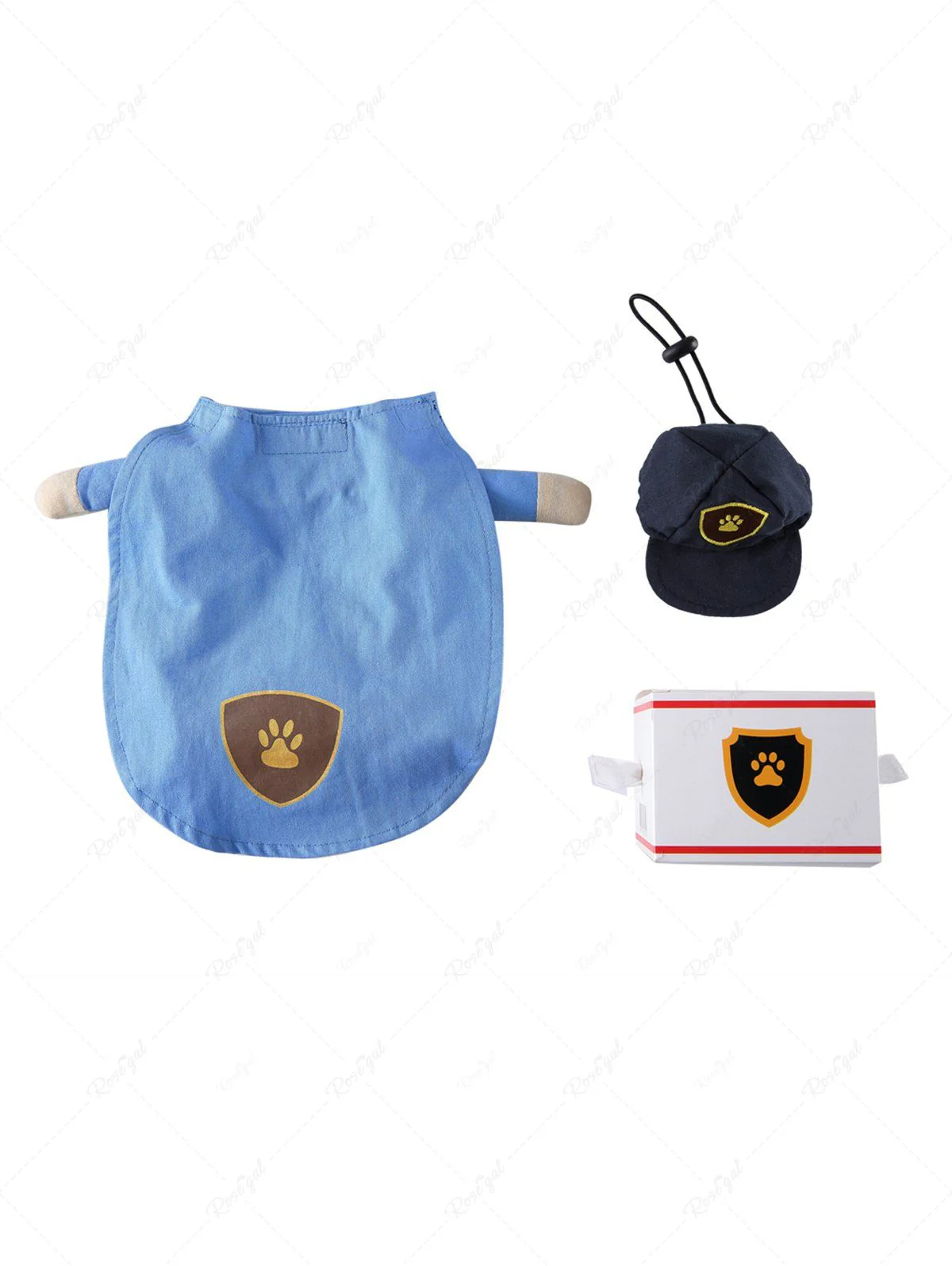Pet's Foot Printed Shirt Collar Courier Costume Coat With Hat And Box - Image 3
