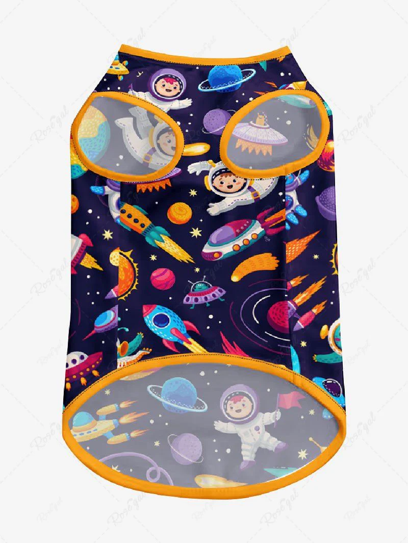 Pet's Galaxy Planet Astronaut Spacecraft Printed Tank Top - Image 4