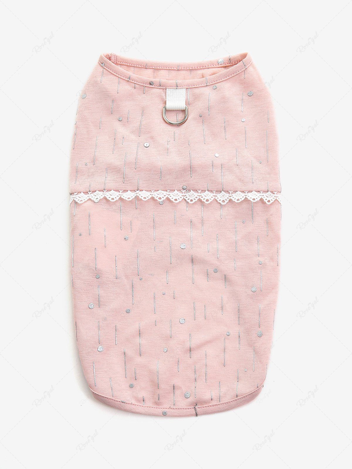 Pet's Glitter Line Crochet Trim D-Ring Tank Top - Image 3