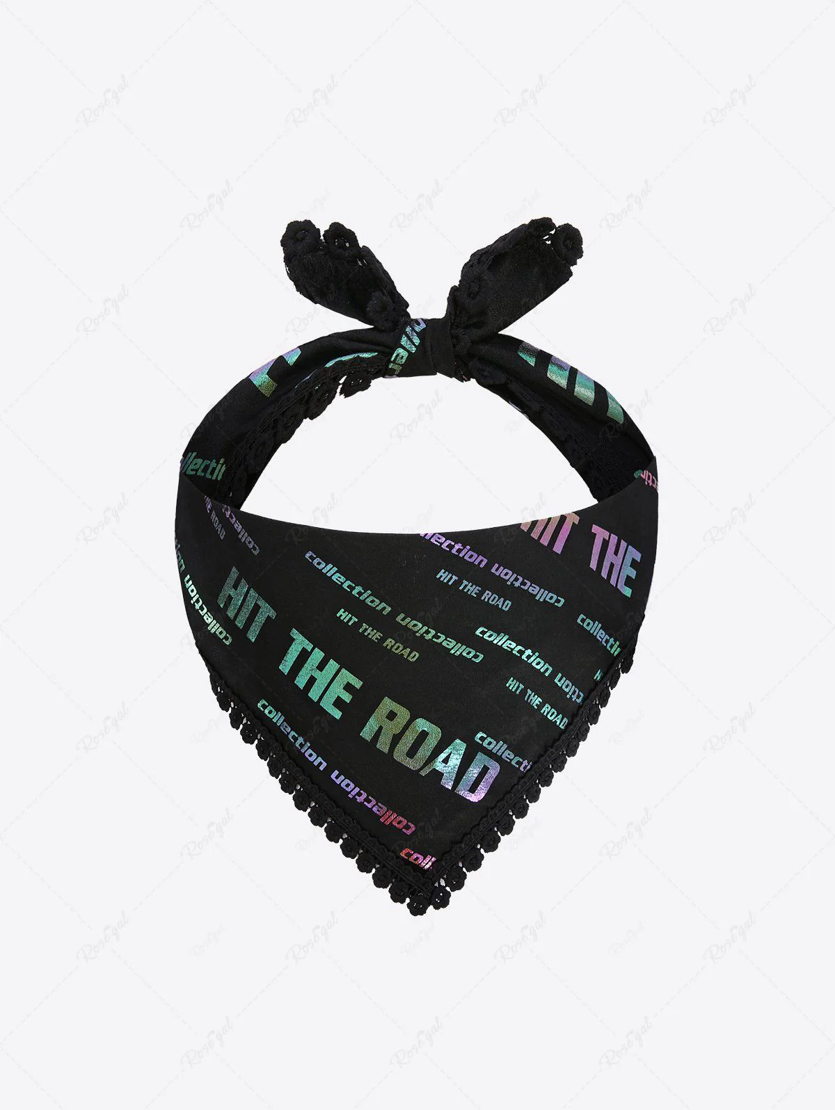 Pet's Glitter Ombre Letters Printed Lace Trim Tied Bandana Bibs - Image 3