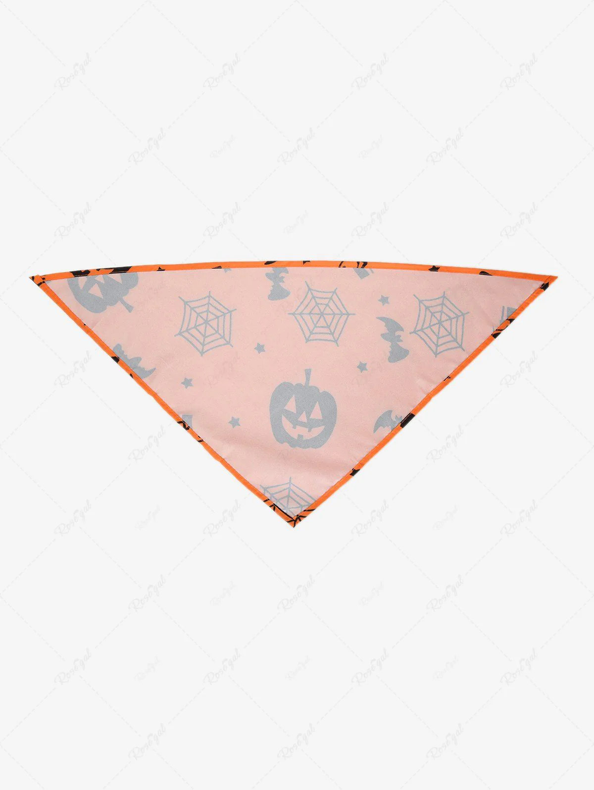 Pet's Halloween Witch Costume Pumpkin Bat Star Spider Web Printed Bandana and Hat - Image 3