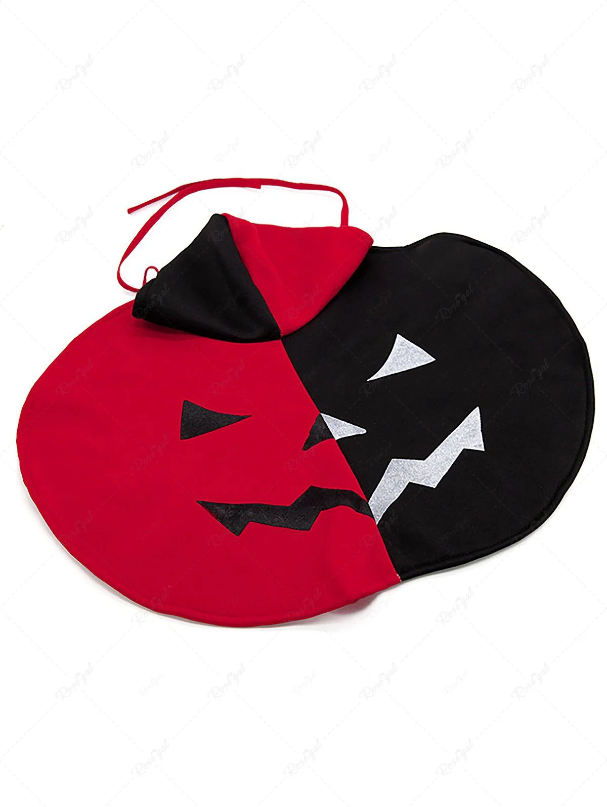 Pet's Halloween Costume Pumpkin Face Colorblock Printed Hooded Cloak - Image 3