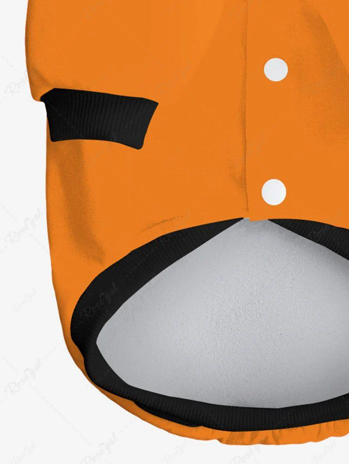 Pet's Halloween Costume Pumpkin Face Printed Buttons Hoodie - Image 6
