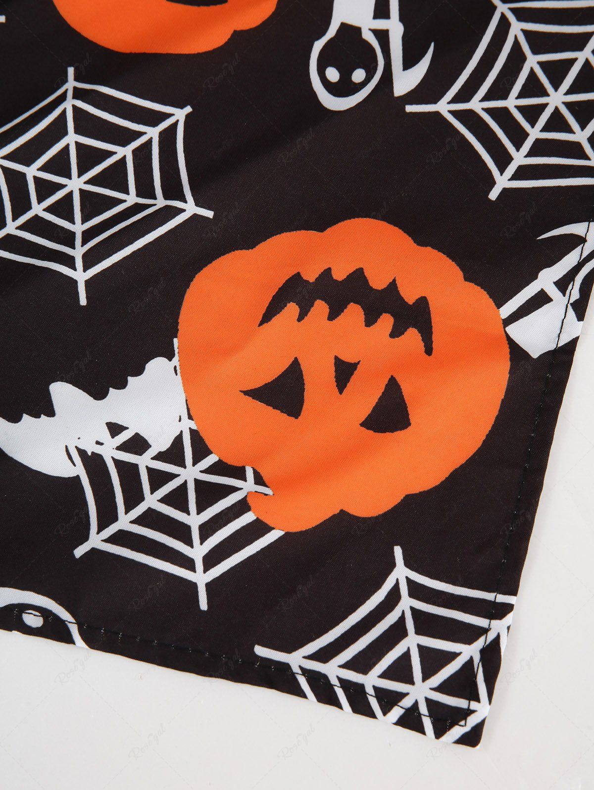 Pet's Halloween Witch Costume Pumpkin Spider Web Printed Bibs Bandana and Hat - Image 5