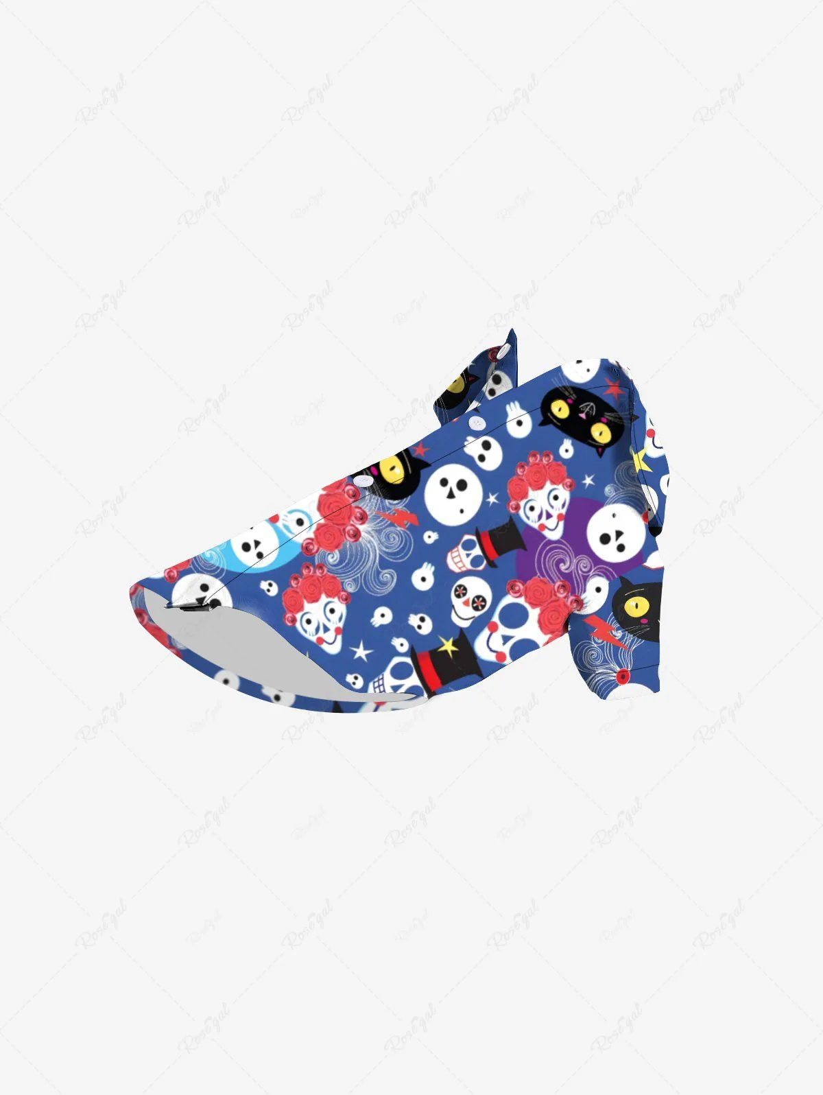 Pet's Halloween Skull Cat Clown Printed Shirt - Image 3