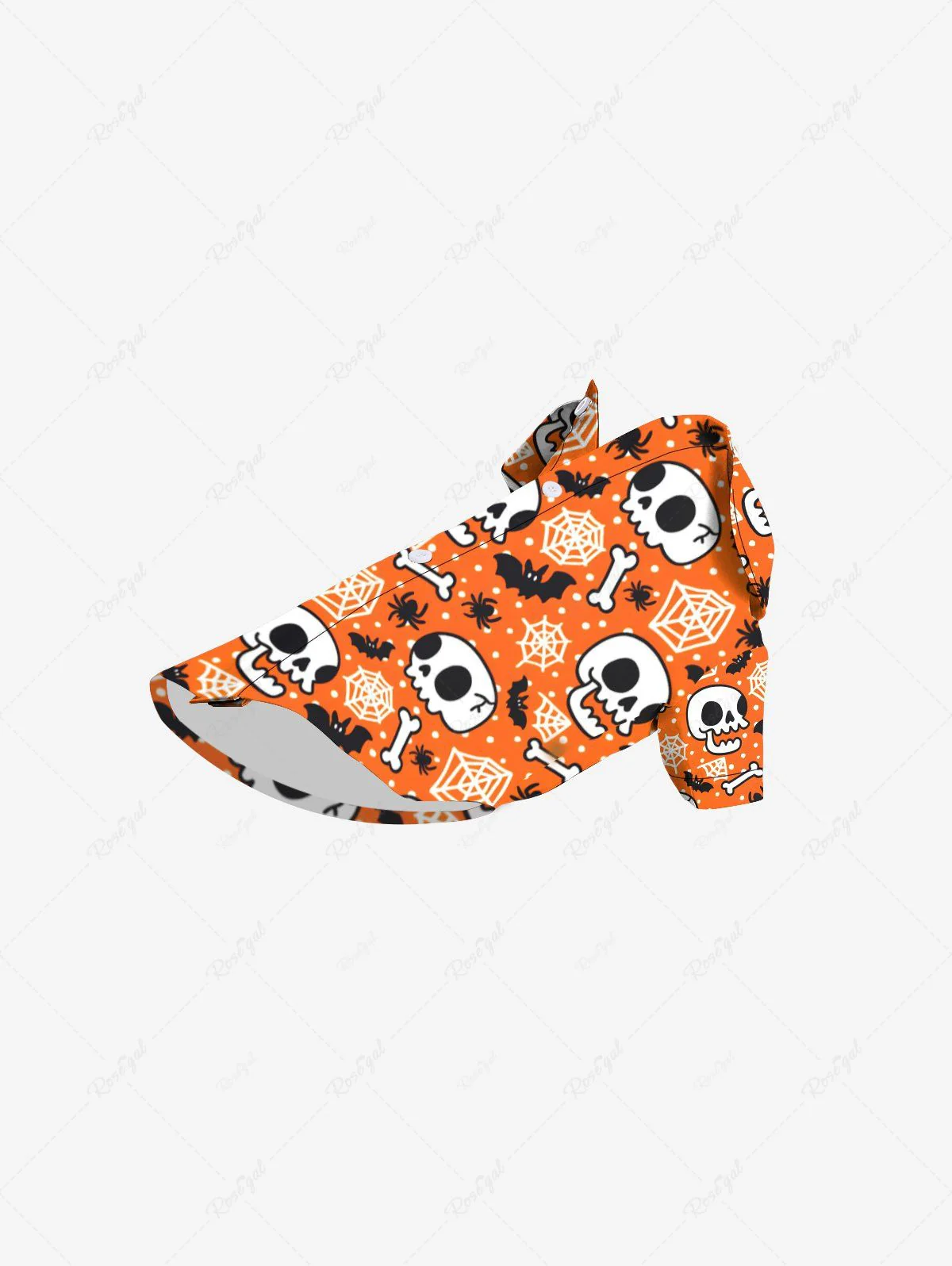 Pet's Halloween Spider Web Skulls Printed Shirt - Image 3