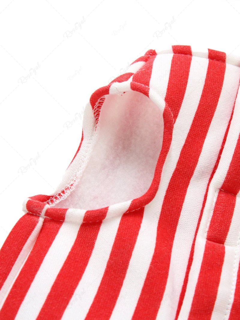 Pet's 4th of July Independence Day Costume Patriotic American Flag Striped Printed Dress with Toggle Hat - Image 7