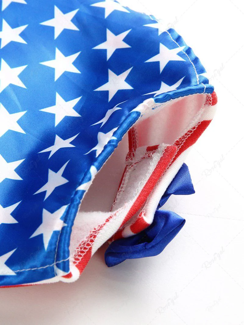 Pet's Patriotic 4th of July Independence Day Costume American Flag Printed Bowknot Cape With Hat - Image 6