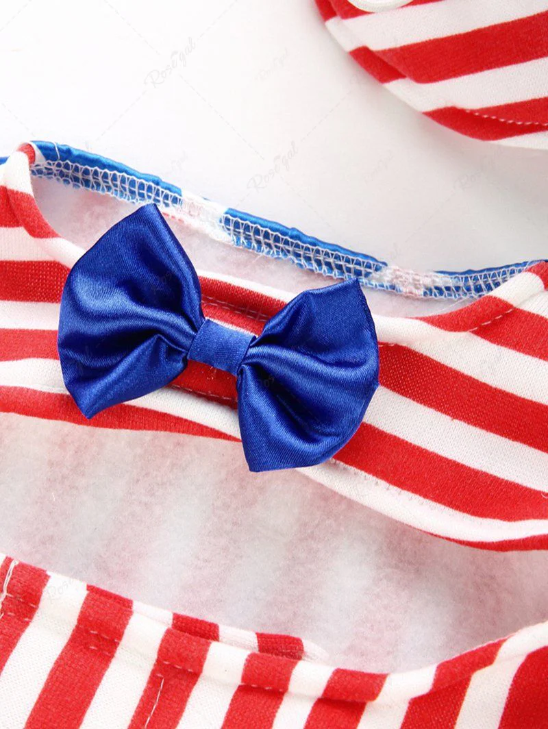 Pet's Patriotic 4th of July Independence Day Costume American Flag Printed Bowknot Cape With Hat - Image 7