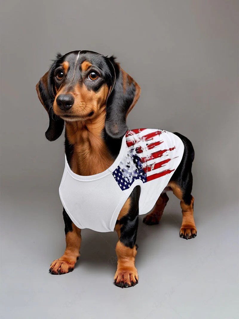 Pet's Patriotic American Flag Skull Printed Tank Top - Image 3