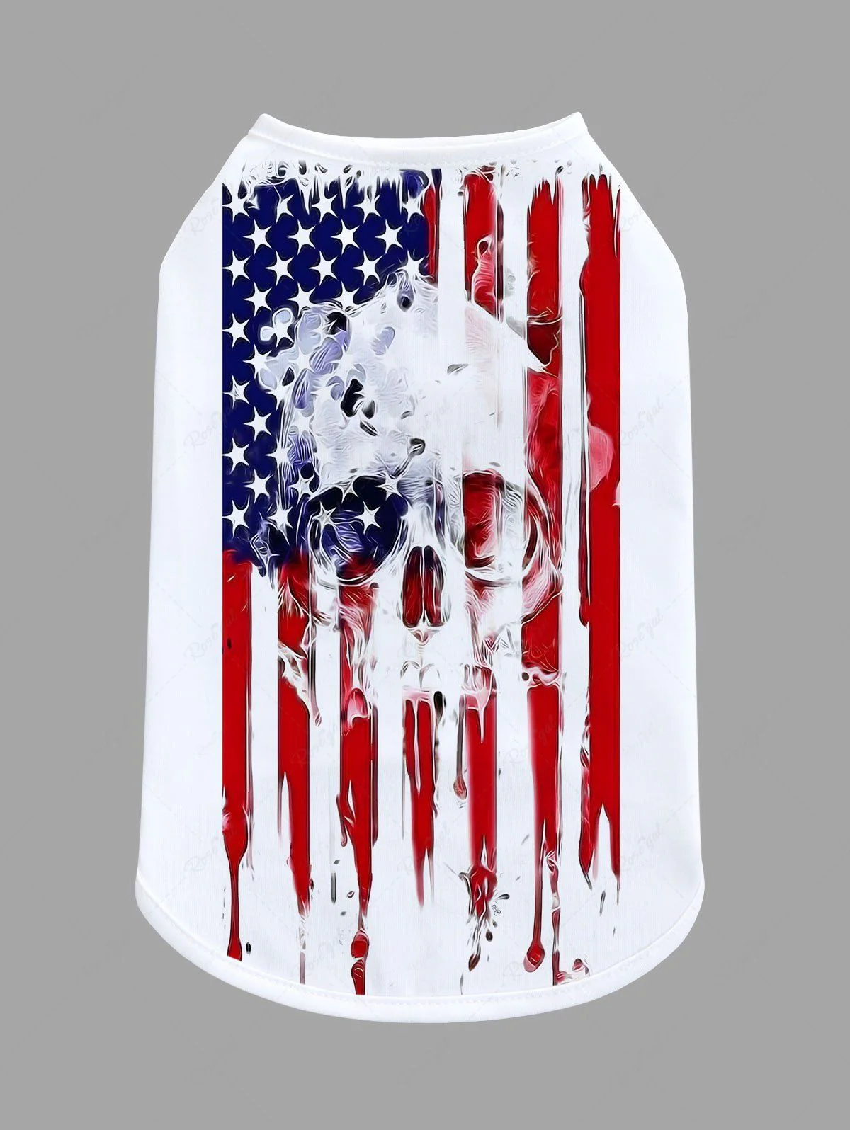 Pet's Patriotic American Flag Skull Printed Tank Top - Image 6
