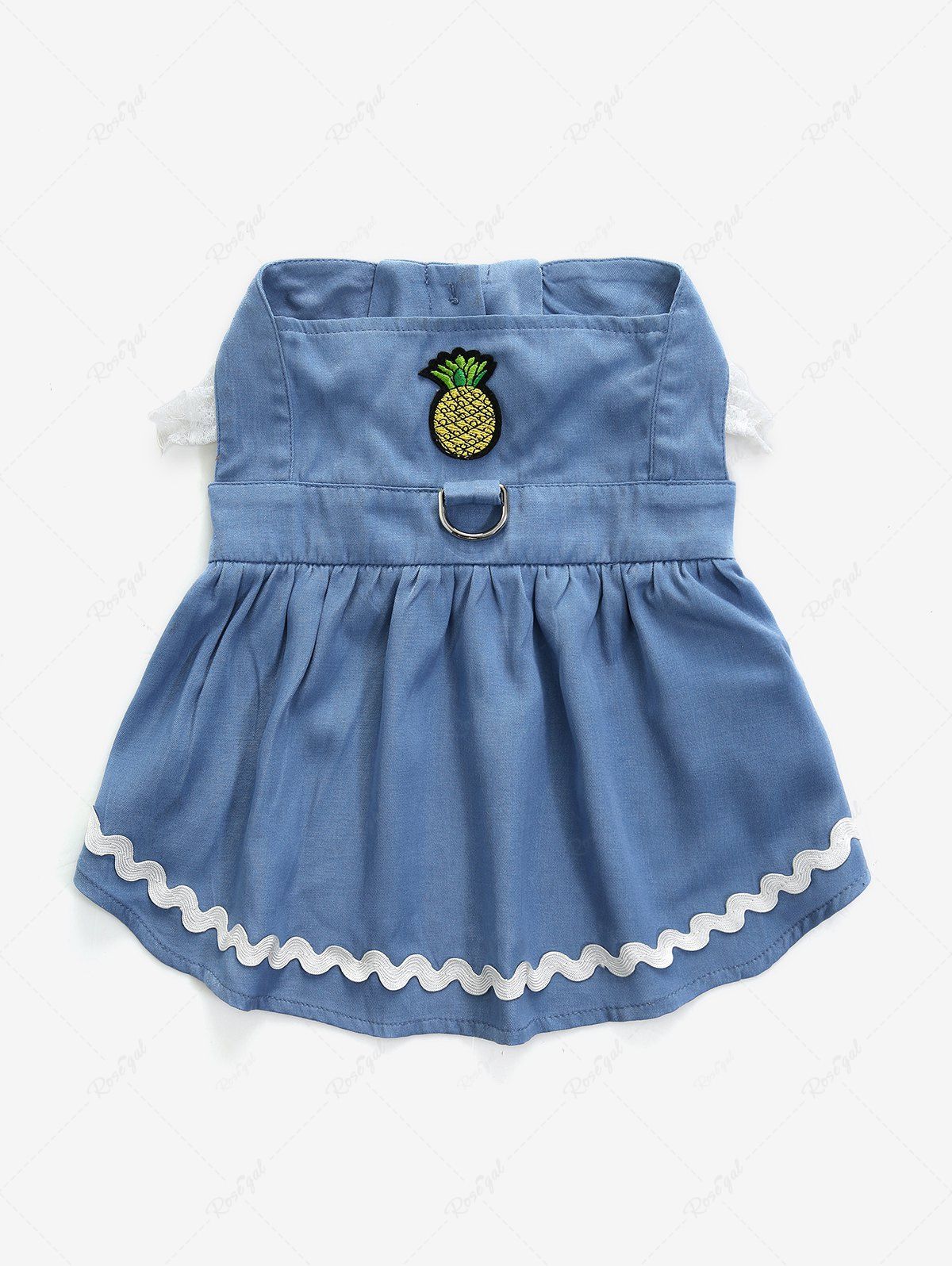 Pet's Pineapple Lace Trim Buttons Dress - Image 4