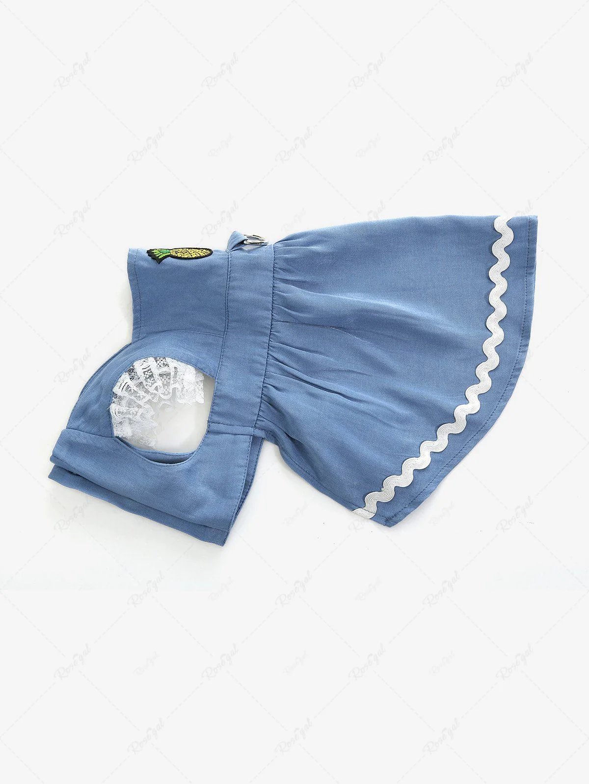 Pet's Pineapple Lace Trim Buttons Dress - Image 5