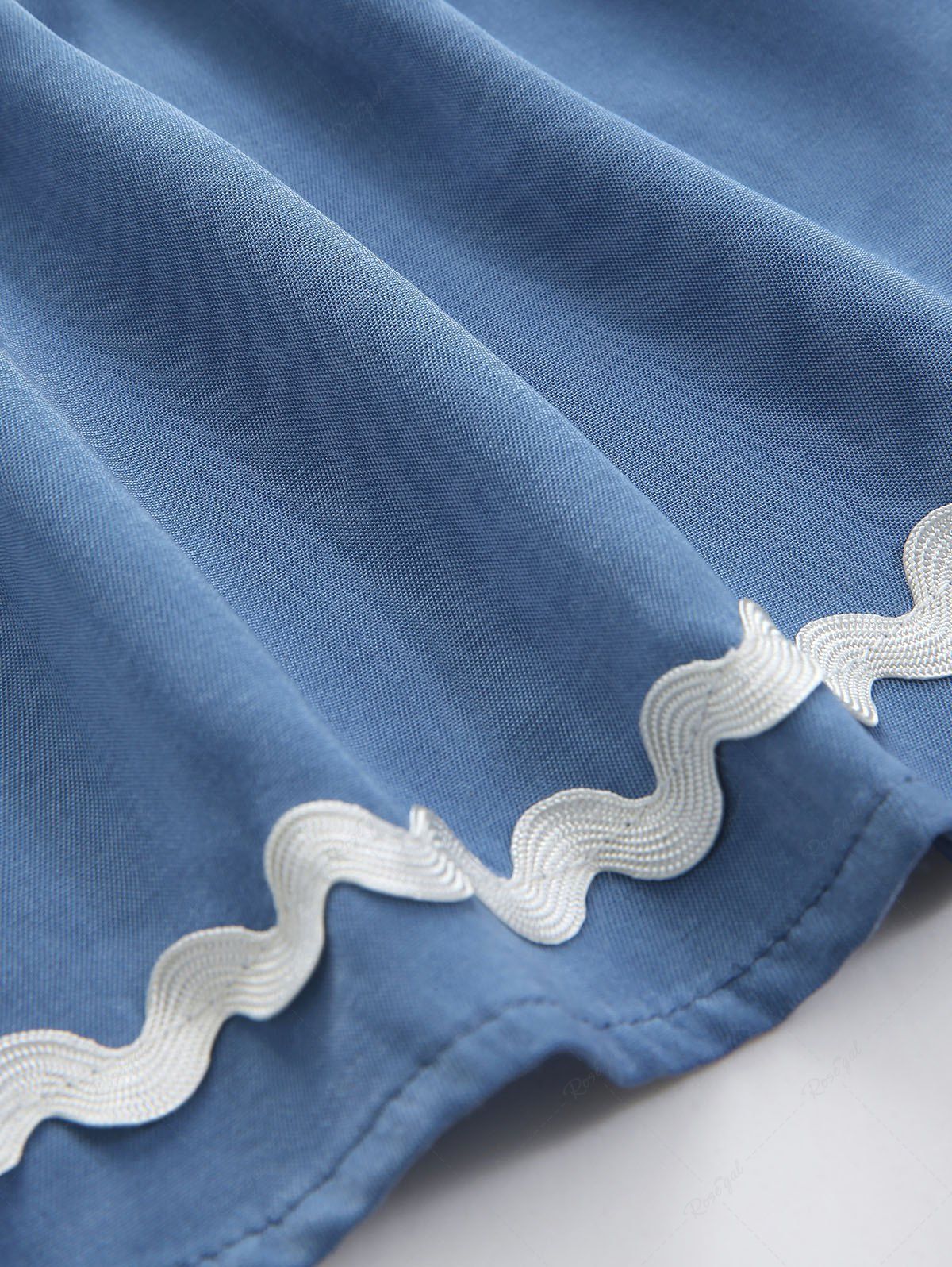Pet's Pineapple Lace Trim Buttons Dress - Image 7