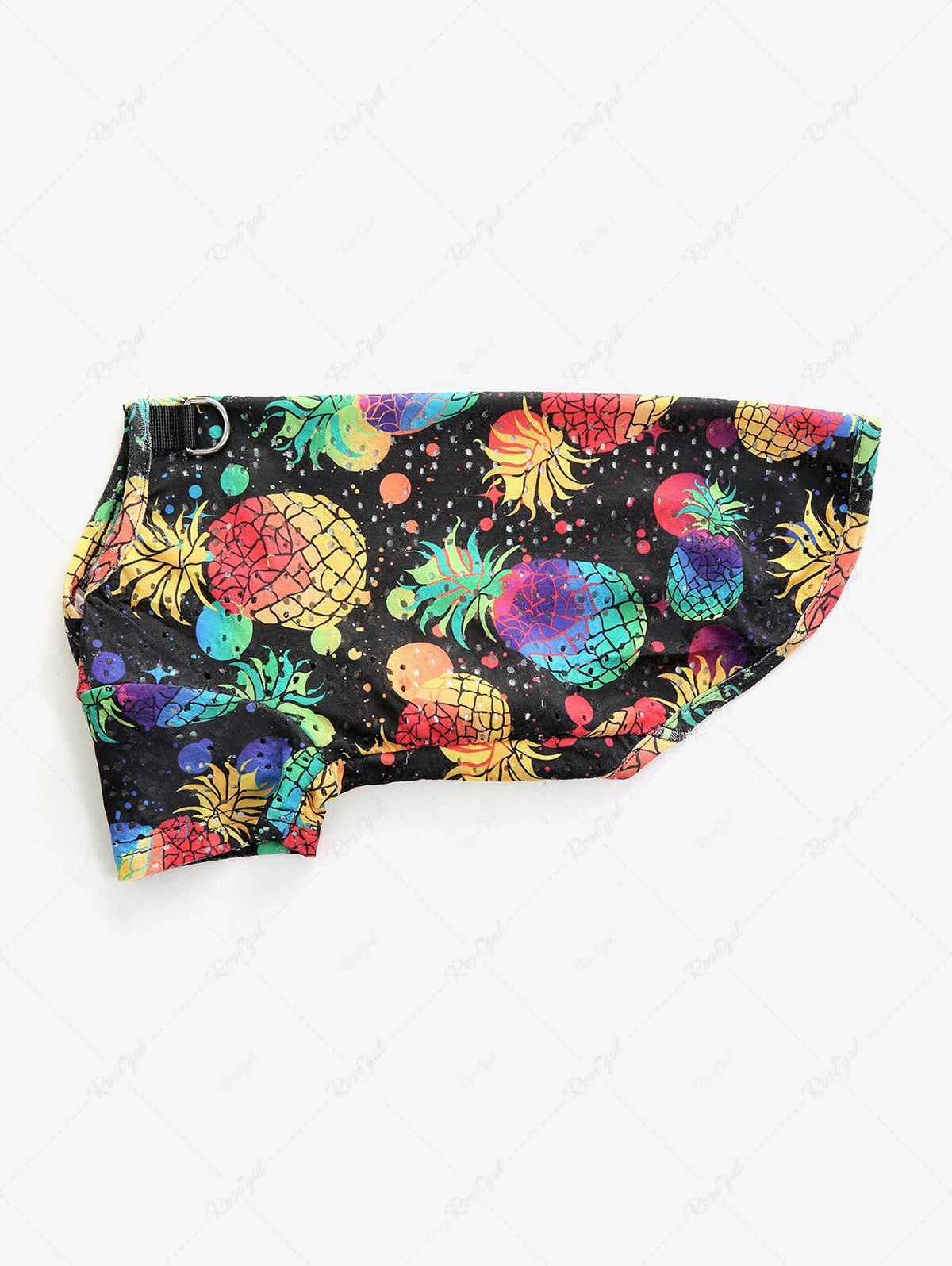 Pet's Pineapple Paint Splatter Printed Hollow Out T-shirt - Image 6