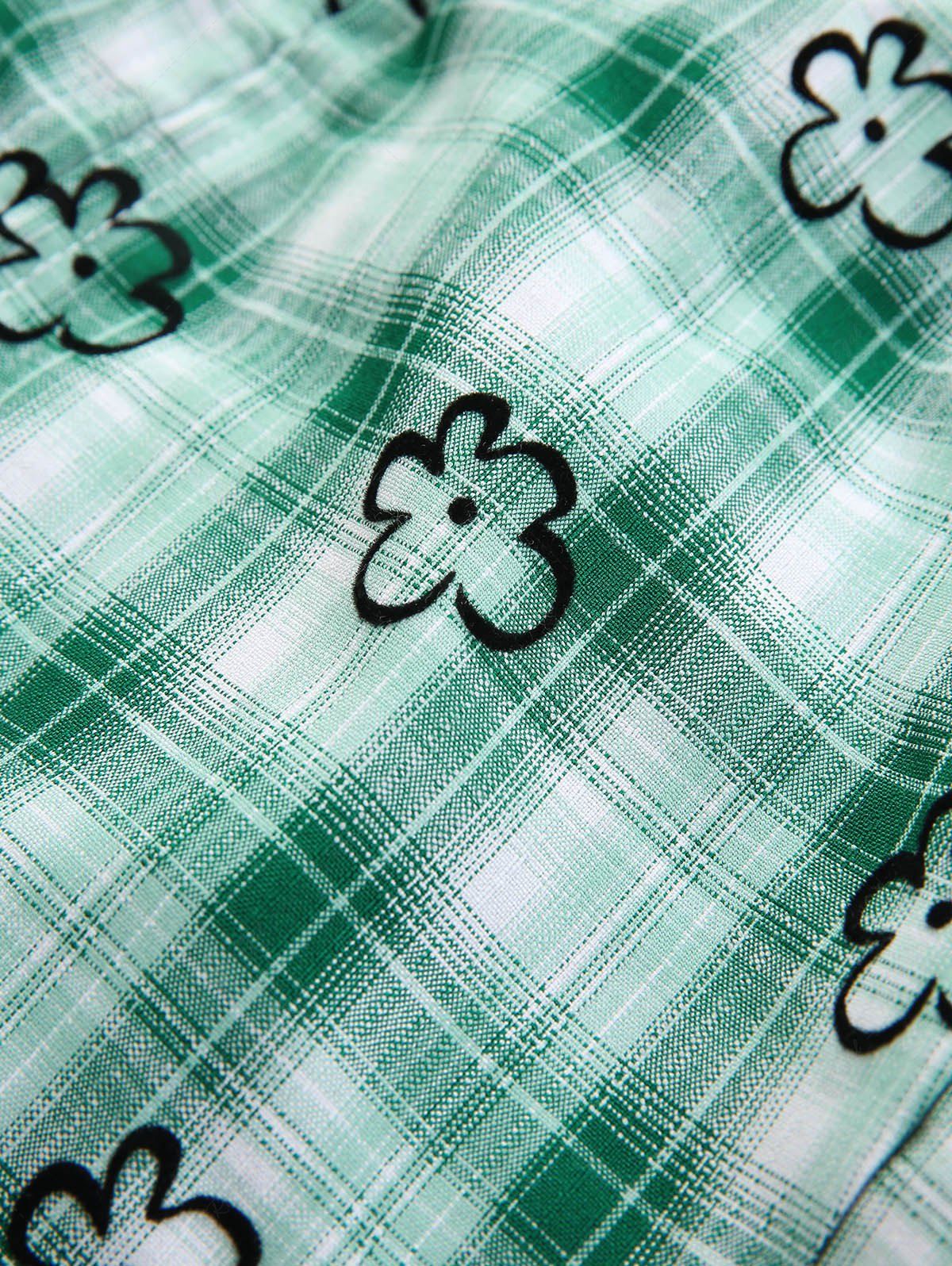Pet's Plaid Floral Printed Toggle Drawstring O-Ring Stars Button Shirt - Image 8