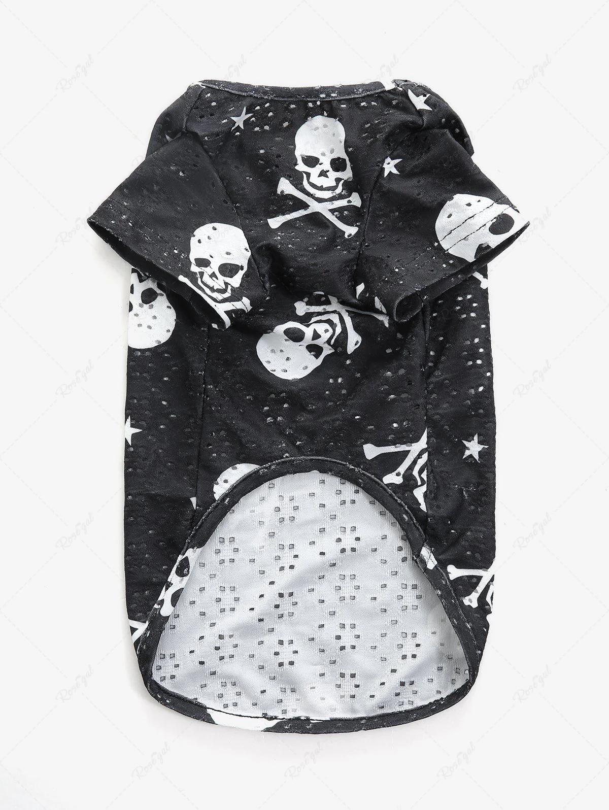 Pet's Halloween Skulls Printed Hollow Out Breathable T-shirt - Image 7