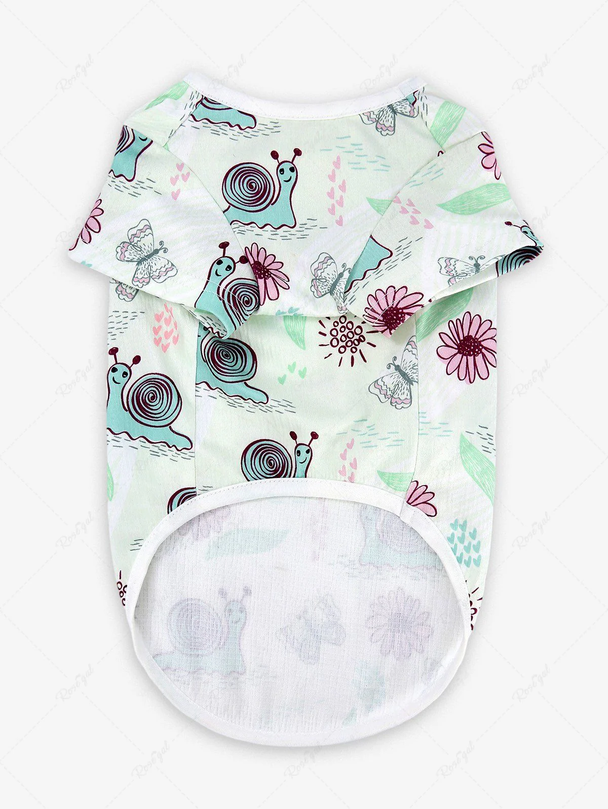 Pet's Snails Butterfly Flowers Printed Hawaii Top - Image 3