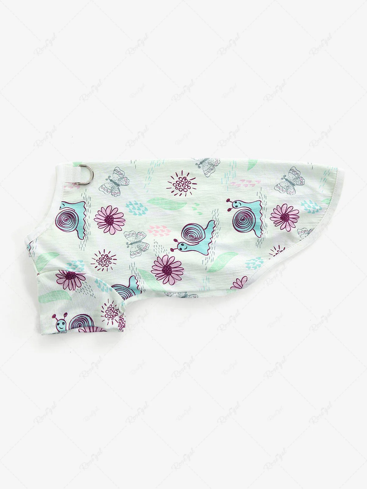 Pet's Snails Butterfly Flowers Printed Hawaii Top - Image 4