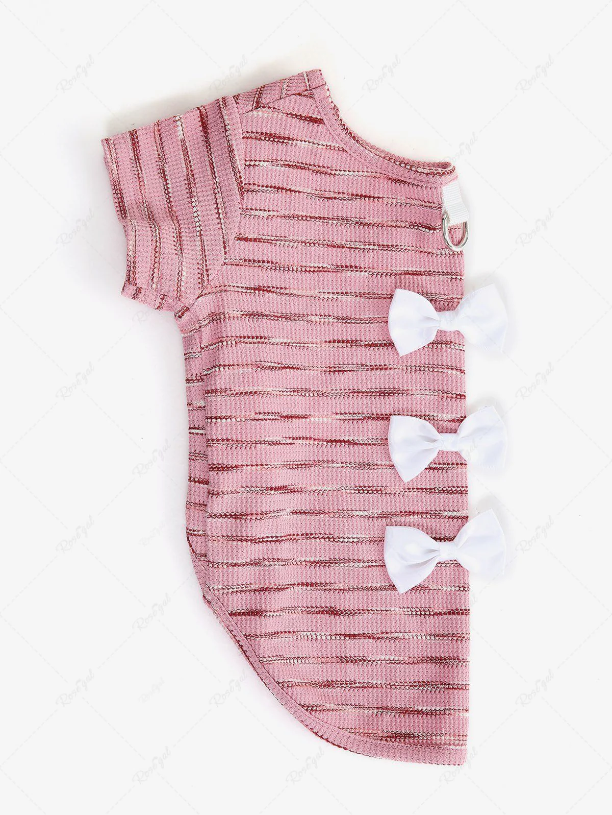 Pet's Striped Bowknot D-Ring T-shirt - Image 5