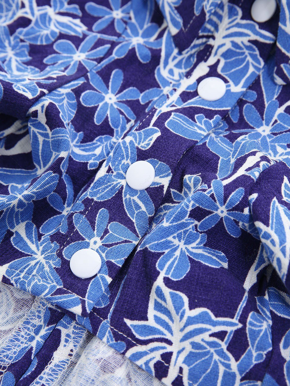 Pet's Turn-down Collar Flower Leaf Printed Hawaii Button Shirt - Image 10