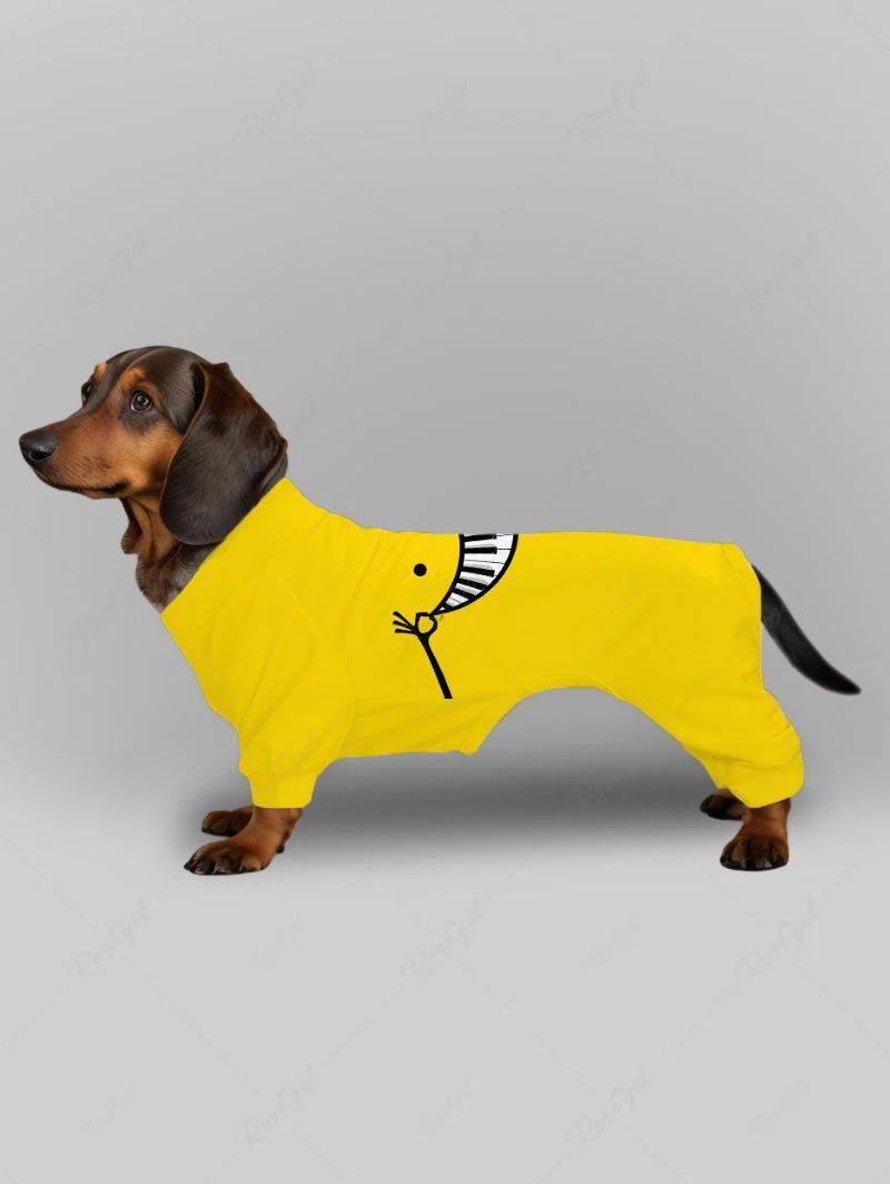 Piano Smile Face Print T-shirt Pajama Dog And Owner Matching Outfits - Image 3