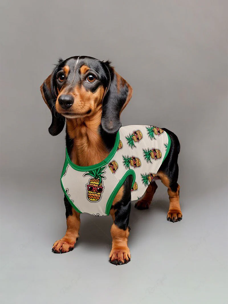 Hawaii Pineapple Coconut Juice Letters Print T-shirt Tank Top Dog And Owner Matching Outfits - Image 3