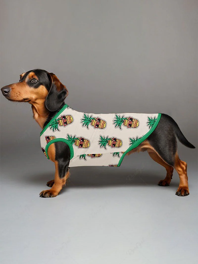 Hawaii Pineapple Coconut Juice Letters Print T-shirt Tank Top Dog And Owner Matching Outfits - Image 4