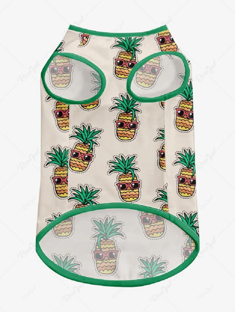 Hawaii Pineapple Coconut Juice Letters Print T-shirt Tank Top Dog And Owner Matching Outfits - Image 6
