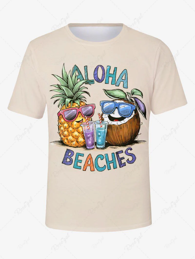 Hawaii Pineapple Coconut Juice Letters Print T-shirt Tank Top Dog And Owner Matching Outfits - Image 8