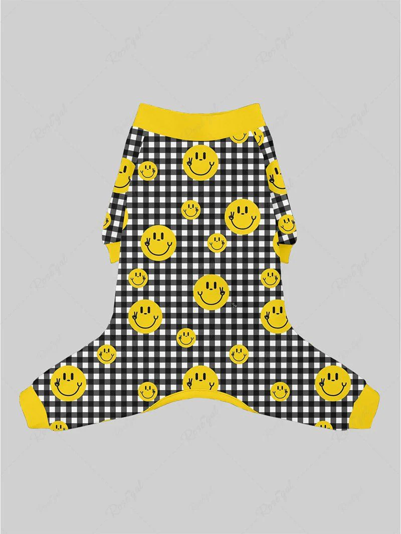 Plaid Smile Face Print Pants Pajama Dog And Owner Matching Outfits - Image 4