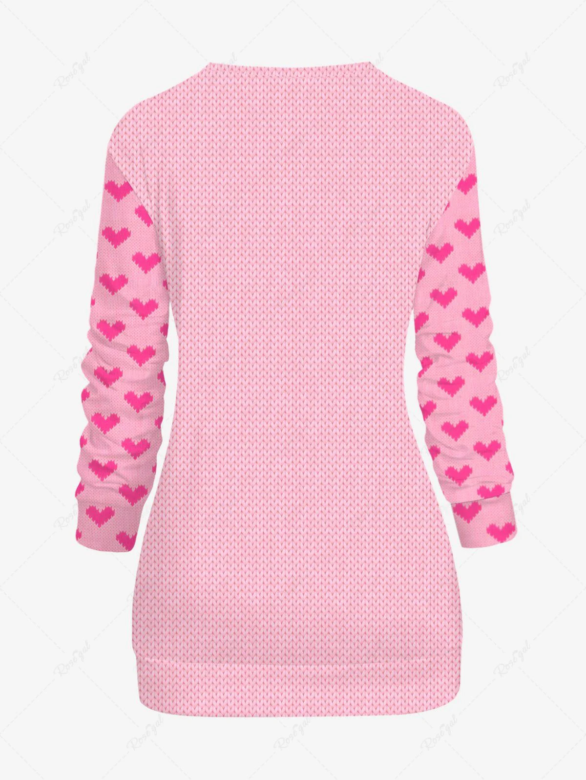 Plus Size Heart Love Letters Knitting 3D Printed Sweatshirt - Image 4