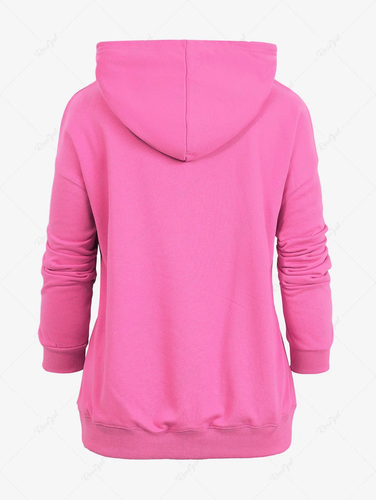 Plus Size Love Letters Heart Appliques Pocket Drawstring Hoodie - Image 7