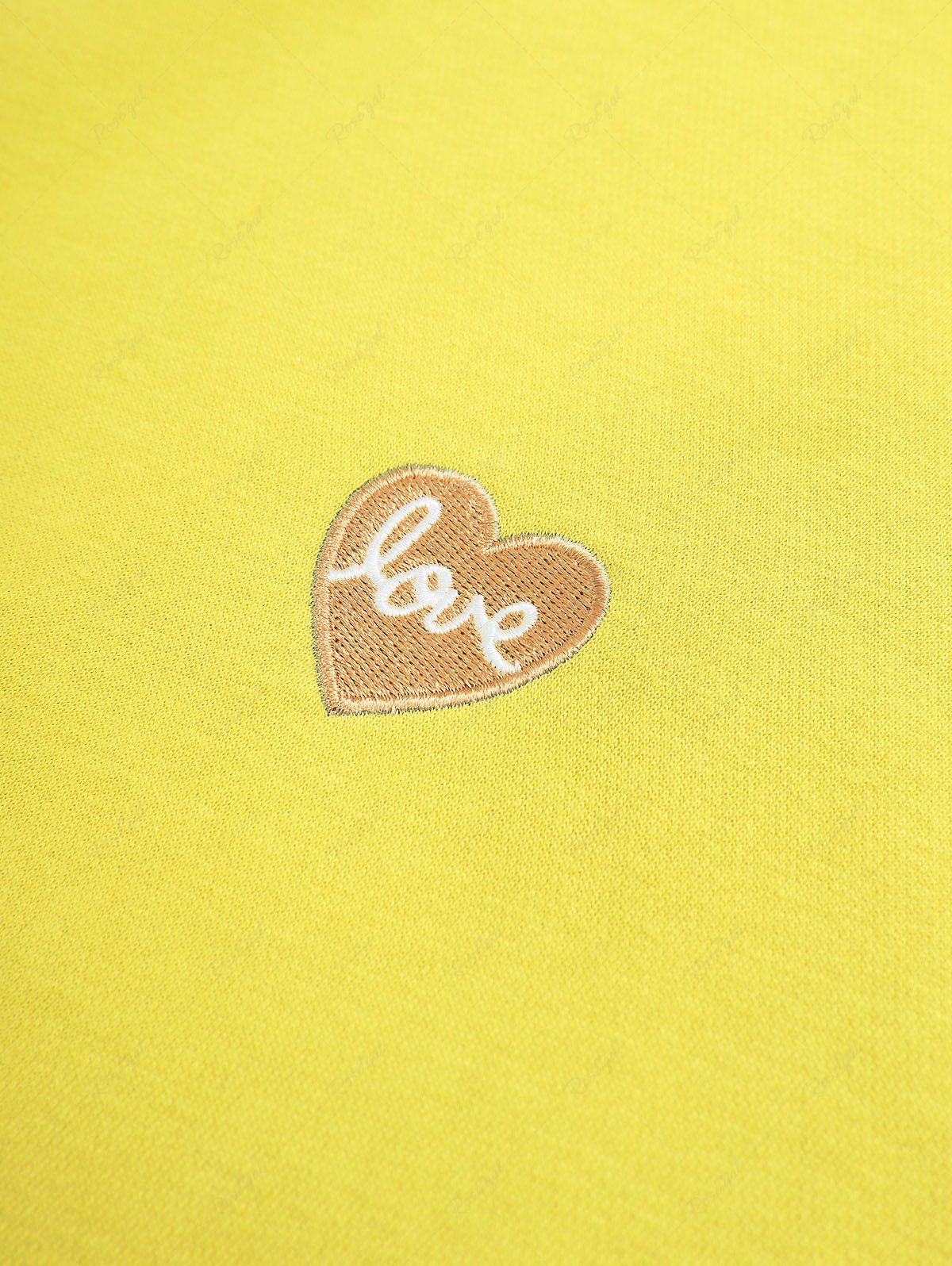 Plus Size Love Letters Heart Appliques Pocket Drawstring Hoodie - Image 9