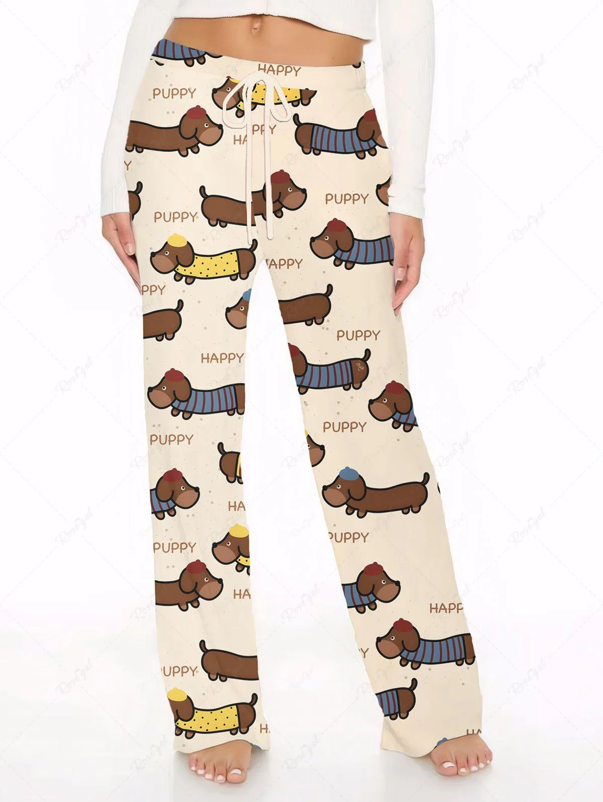 Puppy Dog Letters Printed Pajama and Wide Leg Pants Dog and Owner Matching Outfits - Image 6