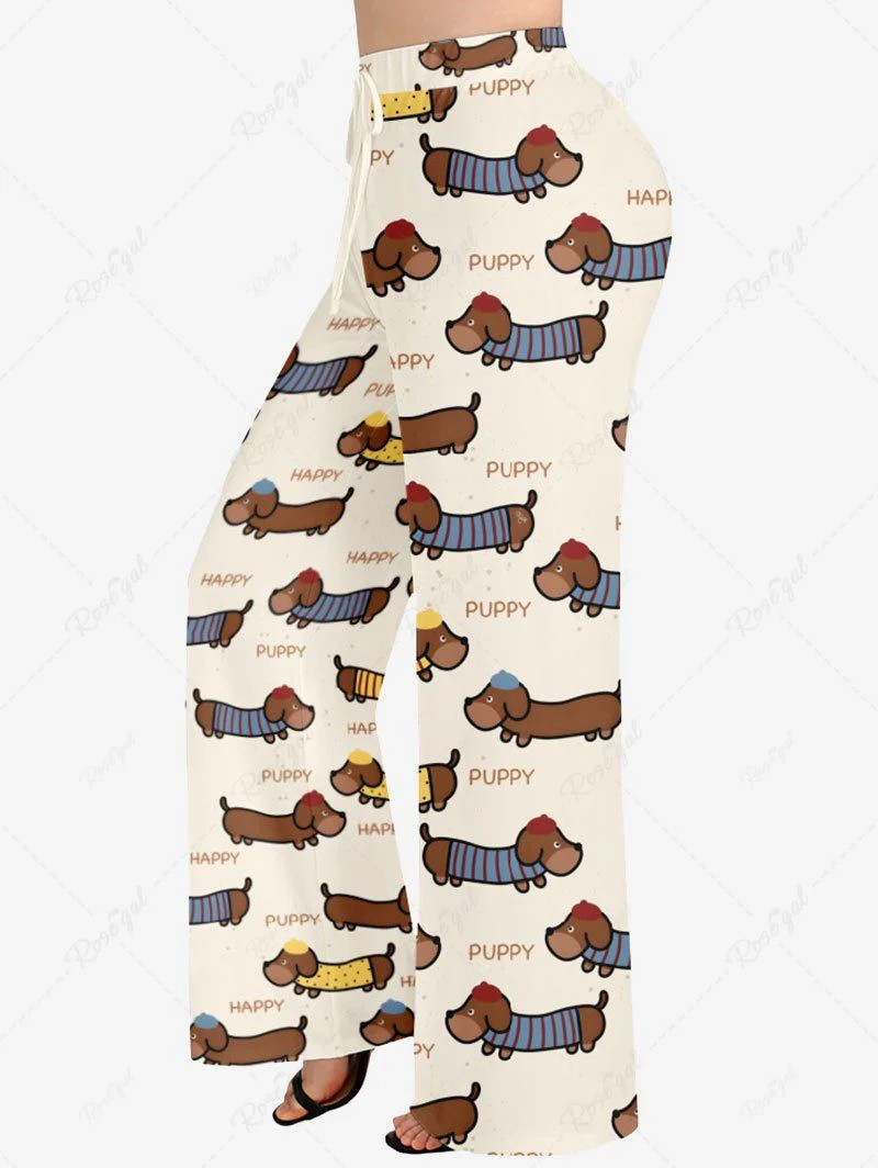 Puppy Dog Letters Printed Pajama and Wide Leg Pants Dog and Owner Matching Outfits - Image 8