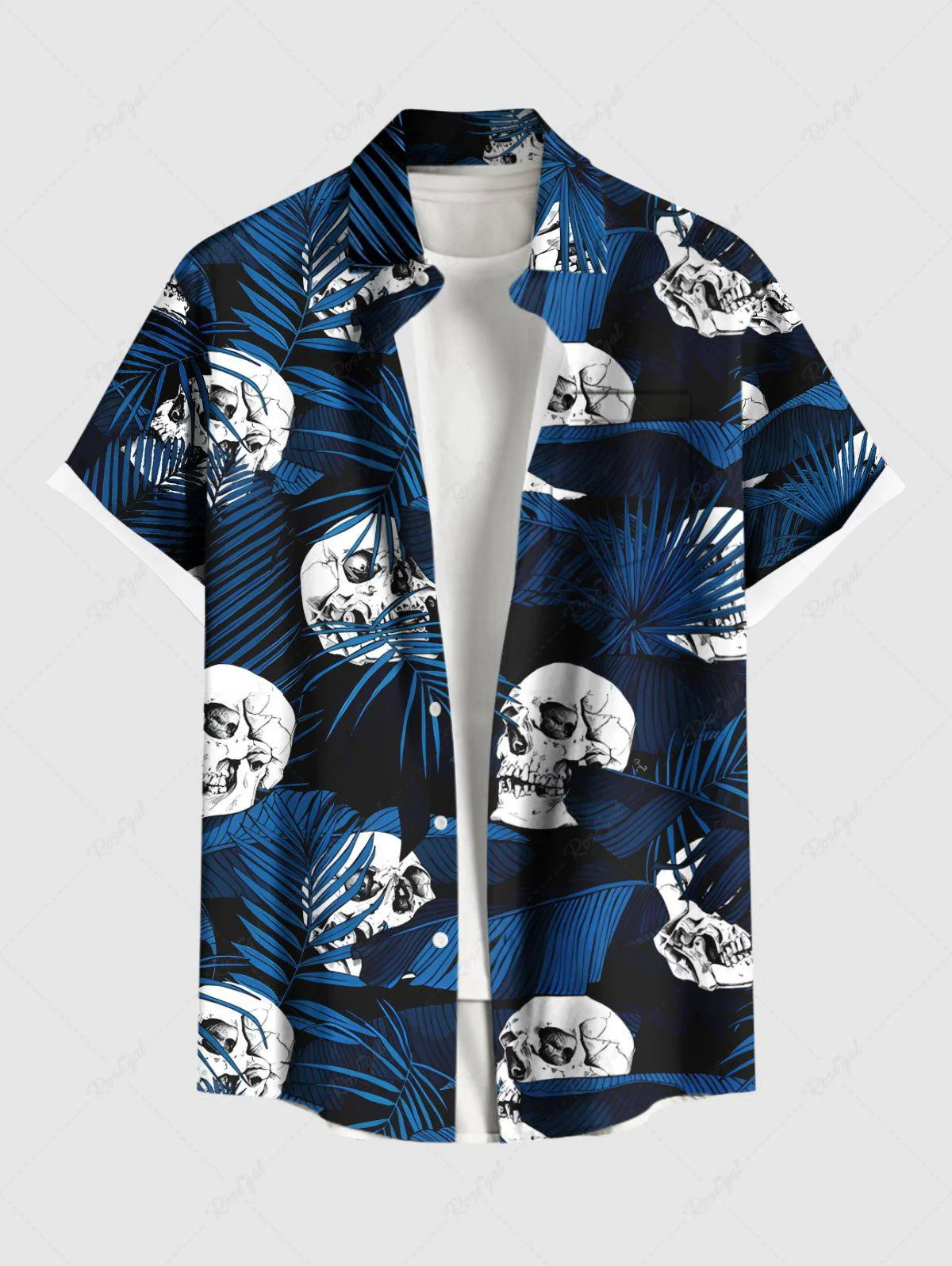 Skulls Tropical Leaf Print Hawaii Shirts Dog and Owner Matching Outfits - Image 4