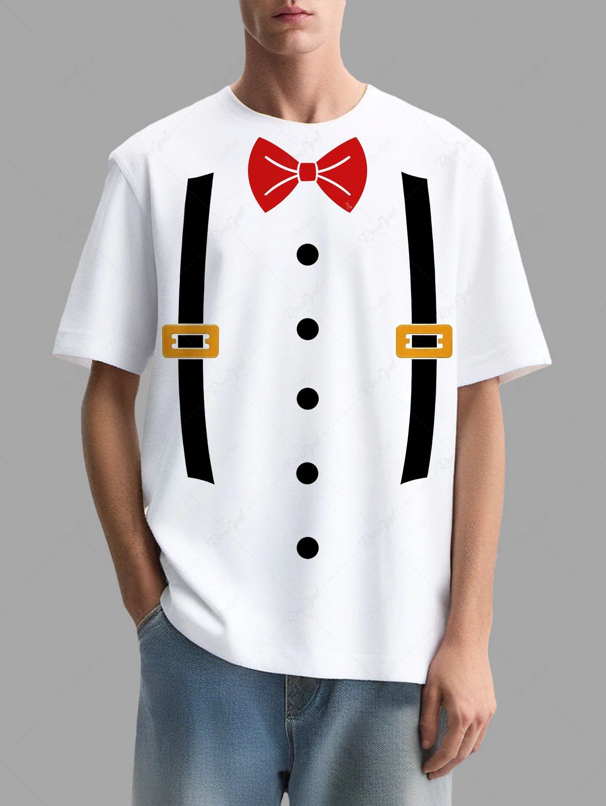 Suspender Button Bowknot Print T-shirt Hoodie Dog And Owner Matching Outfits - Image 4