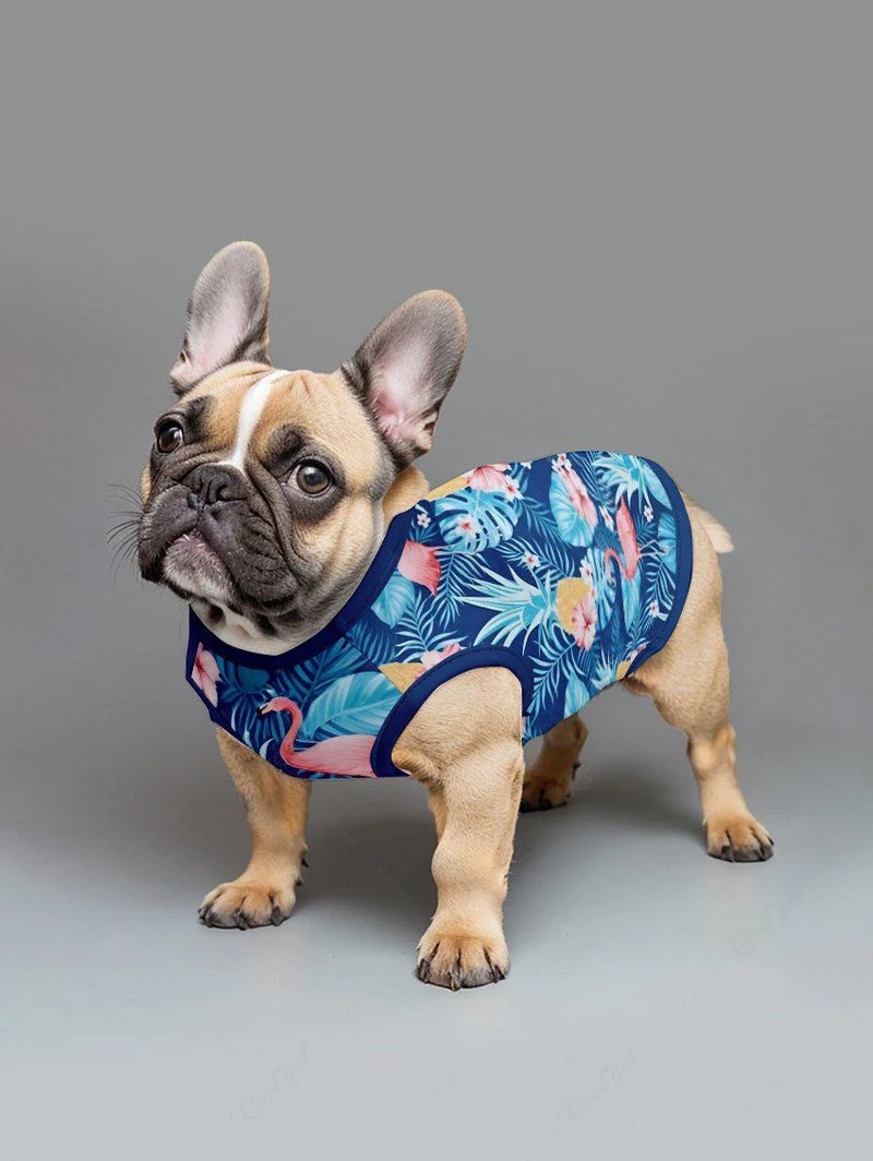 Tropical Leaf Flowers Pineapple Flamingo Print Hawaii Tank Top and Romper Dog and Owner Matching Outfits - Image 4