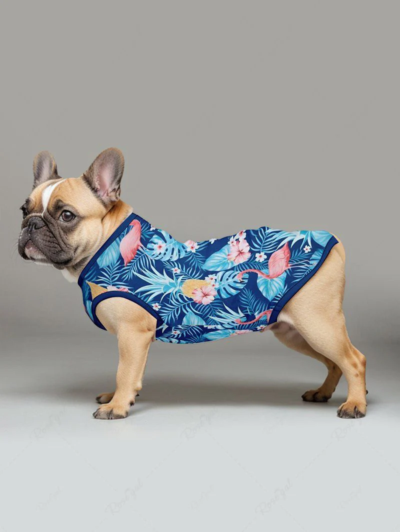 Tropical Leaf Flowers Pineapple Flamingo Print Hawaii Tank Top and Romper Dog and Owner Matching Outfits - Image 5