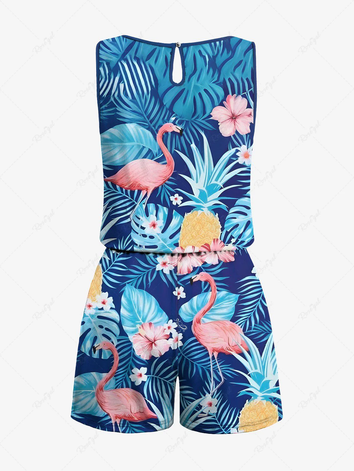 Tropical Leaf Flowers Pineapple Flamingo Print Hawaii Tank Top and Romper Dog and Owner Matching Outfits - Image 9