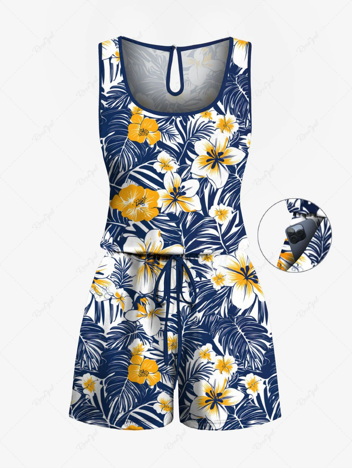 Tropical Leaves Floral Printed Tank Top Romper Hawaii Dog And Owner Matching Outfits - Image 6