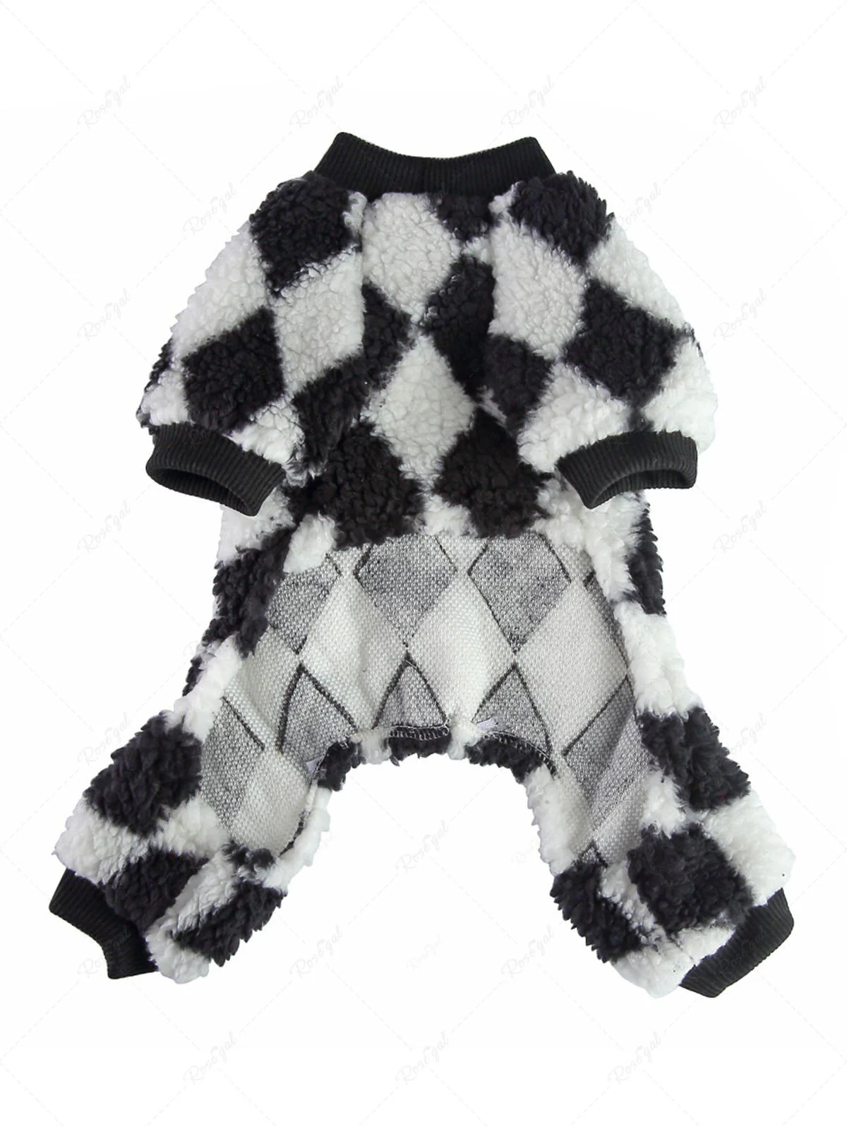 Two Tone Checkered Printed Fleece Pajama and Wide Leg Pants Dog and Owner Matching Outfits - Image 6