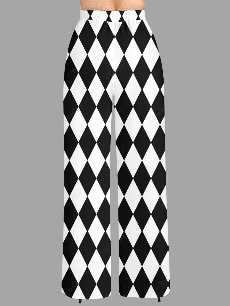 Two Tone Checkered Printed Fleece Pajama and Wide Leg Pants Dog and Owner Matching Outfits - Image 9